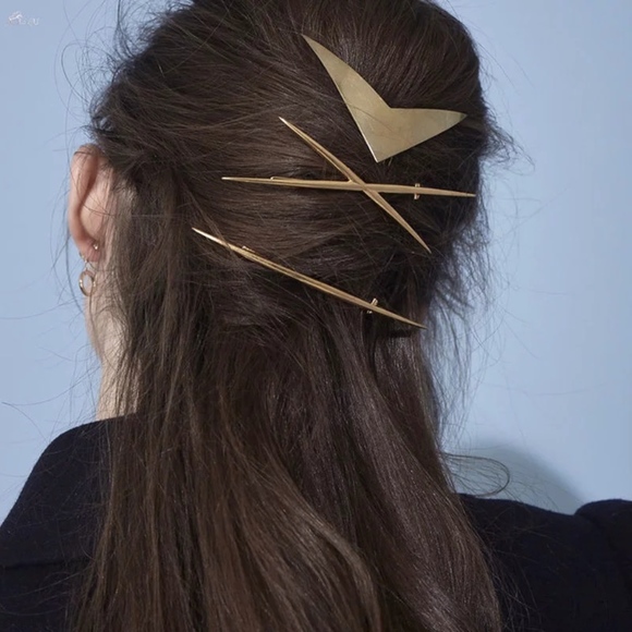 Accessories - Criss-Cross Geometric Gold Slim Hair Pin Clip